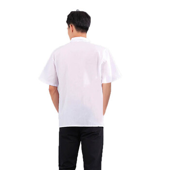 劳保佳 防尘卫生服 夏季工厂工作服 男女上衣  白色短袖 车间加工工作服 白色 S 2件
