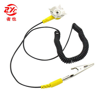 者也 防静电接地线胶皮接地线静电接地扣吸盘式带扣接地线防静电台垫接地线5个 ZY368