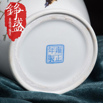 
                                        铮盛 景德镇陶瓷花瓶 台面壁柜摆件装饰品 客厅大花瓶 寿桃家居装饰品 美人瓶                