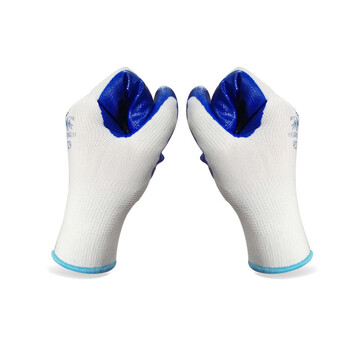 星宇XINGYU劳保手套N518 蓝丁晴浸胶耐磨防油防割防水透气涂胶木工工作防护手套企业专享12副 蓝色 M码