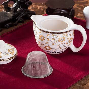 
                                                                                陶沁泉整套泡茶景德镇简约茶具冷水壶套装创意ins茶盘茶杯美式陶瓷欧式茶壶一壶6杯带托盘家用下午茶 白色花刻纹面器型 定型包装                