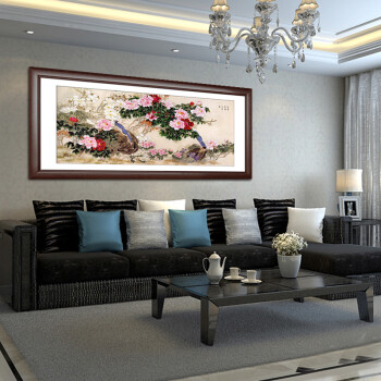 七彩亿丽 中式装饰画 客厅沙发背景墙画 卧室床头壁画 国画有框画 办公室挂画花开富贵G20 单幅价格 40*80(挂书房)