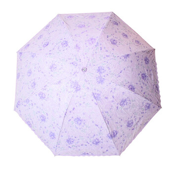 天堂伞 春光明媚碰击布刺绣双层防紫外线三折超轻晴雨伞 紫色 3101E