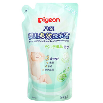 贝亲(Pigeon) 洗衣液 婴儿洗衣液 宝宝洗衣液 儿童洗衣液 洗衣液补充装 1.0L/袋 (柠檬草香型) MA58
