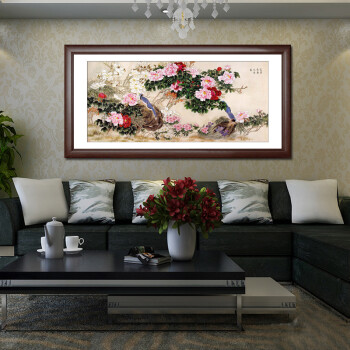 七彩亿丽 中式装饰画 客厅沙发背景墙画 卧室床头壁画 国画有框画 办公室挂画花开富贵G20 单幅价格 40*80(挂书房)