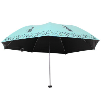 天堂伞 小猫咪咪黑胶防紫外线三折铅笔晴雨伞 兰绿 33115E