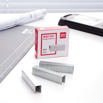 得力(deli)23/17厚层订书钉 1000枚/盒 单盒装   0017