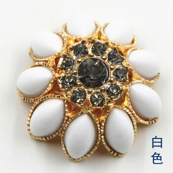 
                                        迈利达 金属镶玻璃钻皮草钮扣 时装风衣纽扣扣子 裘皮大衣装饰 貂毛女装大衣纽扣 白色一颗 34mm                