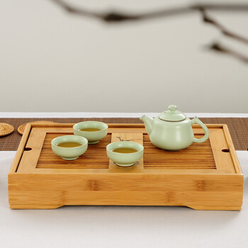 茗匠 小箱式储水茶盘  孟宗竹制茶盘 茶台茶海 功夫茶具 大中小号 大号