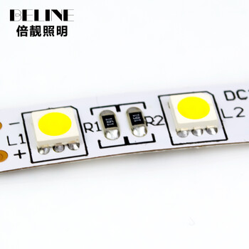 
                                        倍靓照明低压12VLED灯带5050-60珠单色软灯条汽车及家用装饰灯带 裸板 一米 正白                