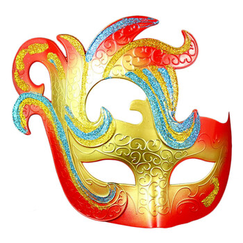 仕彩 舞会面具  舞会派对时尚面具 金粉彩绘面具 凤凰彩绘面具  半脸舞会面具 凤凰彩绘面具 玫红+白