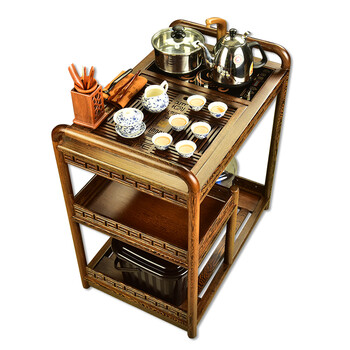 
                                        金灶（KAMJOVE） 金灶KW-6300A小茶桌带轮可移动茶车全实木泡茶车茶台茶具 鸡翅木茶车+青花瓷茶具                