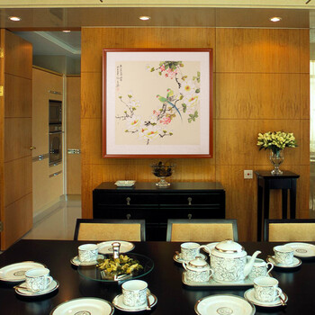 三林堂 装饰字画国画花鸟画工笔画 餐厅玄关床头双联画装饰画 现代花鸟手工画 框和画芯