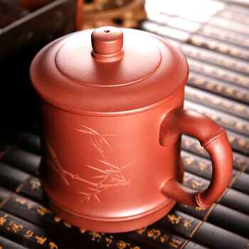 
                                        尊壶 宜兴紫砂杯陶瓷盖杯大号泡茶杯原矿茶具杯 大牡丹杯500ml                