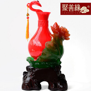 聚善缘 家居装饰花瓶摆件 婚房装饰饰品 乔迁开业礼品 送长辈礼物中式新房大红手工工艺品摆设
