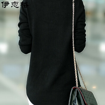 女神新装 伊恋格2015秋款女装日韩时尚休闲宽松绣花长袖针织开衫女 Y9412 黑色