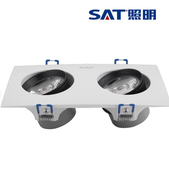 SAT照明led家居天花射灯筒灯4w×2全套天花灯开孔7cm-8cm方形象牙白 双头象牙白 4W*2