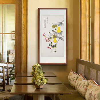 
                                                                                琅柜坊 中式玄关装饰画竖版走廊过道手绘国画花鸟画 G款 鱼越龙门 只要画芯                
