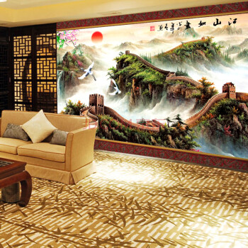 
                                        卡蒂奇 十字绣客厅新款风景大画万里长城江山如画客厅大画 大格满绣棉线 240*140CM四股绣                
