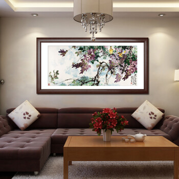 
                                        七彩亿丽 新中式客厅装饰画 壁画 国画 有框画 餐厅画卧室床头背景画 墙画 鸟语花香G13 单幅价格 80*160(挂客厅)                