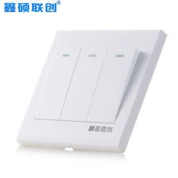 鑫硕联创开关插座 三开双控S52系列三联双控面板 雅白S302