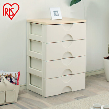 爱丽思IRIS塑料抽屉整理柜衣物收纳柜RG-55B白梨 6层 55.2*41*118cm