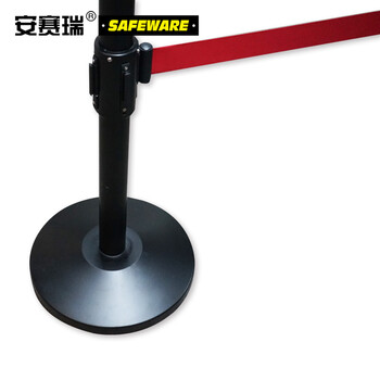 安赛瑞 慢伸缩型双层伸缩带隔离柱（黑色）双层伸缩隔离带栏杆 伸缩带隔离柱 14504