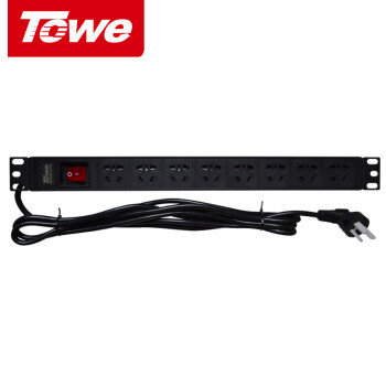 同为（TOWE）工业用PDU机柜插座8位国标总控开关3米线插排EN10/G808K
