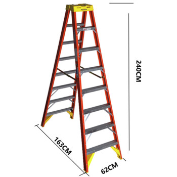 稳耐（werner）T6208CN  玻璃钢工业梯双侧折叠人字梯2.5米工业级电工梯子电力电信联通工程绝缘梯八步梯