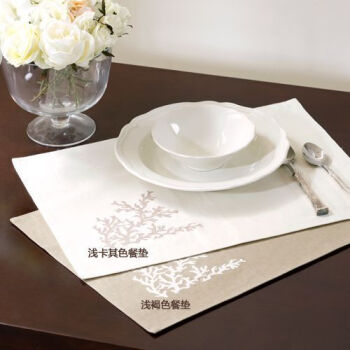 
                                        Harbor House 亚麻绣花餐垫 美式家居 桌面摆饰 105267 105268 浅褐色-105267                