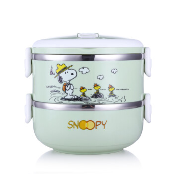
                                        SNOOPY 史努比多层不锈钢提锅 儿童双层保温饭盒学生便当盒餐盒桶 1.4L浅绿                