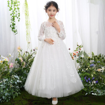 女童礼服2018新款花童婚纱连衣裙儿童蕾丝公主蓬蓬裙生日宴会钢琴走秀
