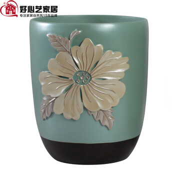 好心艺 简约家居时尚创意垃圾桶 酒店宾馆专用纸篓家用清洁收纳整理桶摆件 绿色
