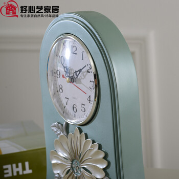 好心艺 欧式古典座钟 创意钟表台钟 装饰钟表客厅静音时尚座钟 奢华浪漫朱槿牡丹系列 啡色