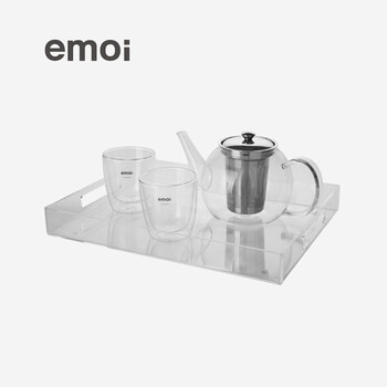 emoi 方型亚克力托盘 时尚茶具茶盘 简约居家 茶盘 日式良品简约基本生活无印北欧风格 绿色小号