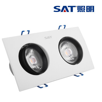 SAT照明led家居天花射灯筒灯4w×2全套天花灯开孔7cm-8cm方形象牙白 双头象牙白 4W*2