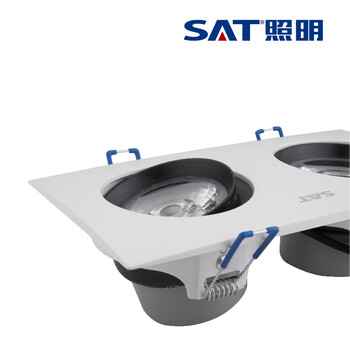SAT照明led家居天花射灯筒灯4w×2全套天花灯开孔7cm-8cm方形象牙白 双头象牙白 4W*2