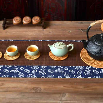 
                                                                                陶迷越南藤编杯垫紫砂壶垫铁壶手工实木茶杯垫套装防烫防滑碗盘垫 进口隔热垫 古典工艺手工编织 13cm整套                