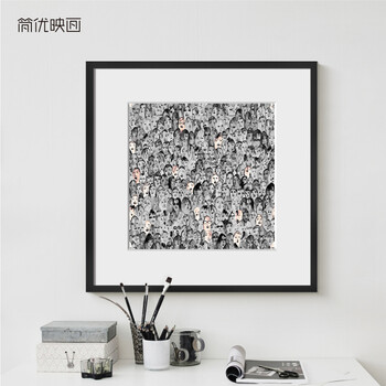 简优映画黑白人物头像装饰画黑框个性创意挂画欧式抽象相框画墙画
