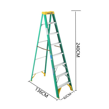 稳耐（werner）5908cn 折叠单侧人字梯2.4米玻璃钢工程梯 八步工业梯子电力电工绝缘工业梯