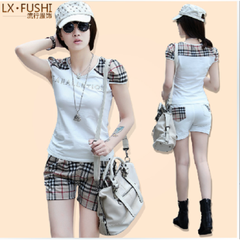 2014<em>夏季</em>修身短袖<em>短裤</em>时尚韩版<em>女士</em>运动休闲