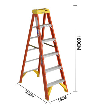 稳耐（werner）玻璃钢梯子1.8米绝缘电工梯单侧折叠人字梯电力电信工程工业梯六步登高梯6206CN