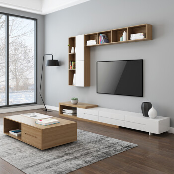 电视柜现代简约小户型茶几组合套装 客厅家具壁柜吊柜电视背景墙 电视