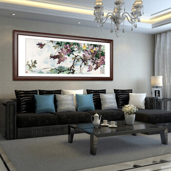 
                                        七彩亿丽 新中式客厅装饰画 壁画 国画 有框画 餐厅画卧室床头背景画 墙画 鸟语花香G13 单幅价格 80*160(挂客厅)                