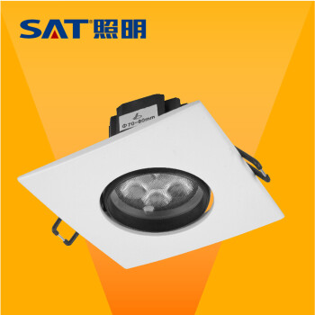 SAT照明68系列大面板家居led3W/5W天花灯防雾灯方形可调角度开孔7-8cm 3W象牙白 6000K正白光