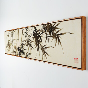 吉祥家 新中式水墨竹子壁画 赏竹 客厅国画装饰画 办公室艺术墙饰 现代简约有框画 沙发背景 壁画赏竹