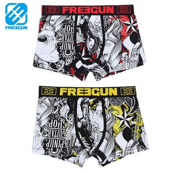 2条<em>男士</em>平角裤Freegun印花英国<em>美国</em>国旗潮男