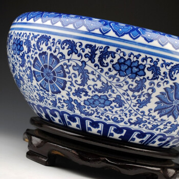 
                                                                                陶之念 景德镇陶瓷器 青花瓷鱼缸 水浅 金鱼缸 乌龟缸 现代时尚家饰摆设 小号                
