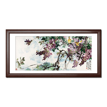 
                                        七彩亿丽 新中式客厅装饰画 壁画 国画 有框画 餐厅画卧室床头背景画 墙画 鸟语花香G13 单幅价格 80*160(挂客厅)                
