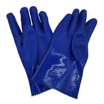 路宁 PVC防护劳保浸塑磨砂手套 耐油防水耐酸碱防晒 12副装